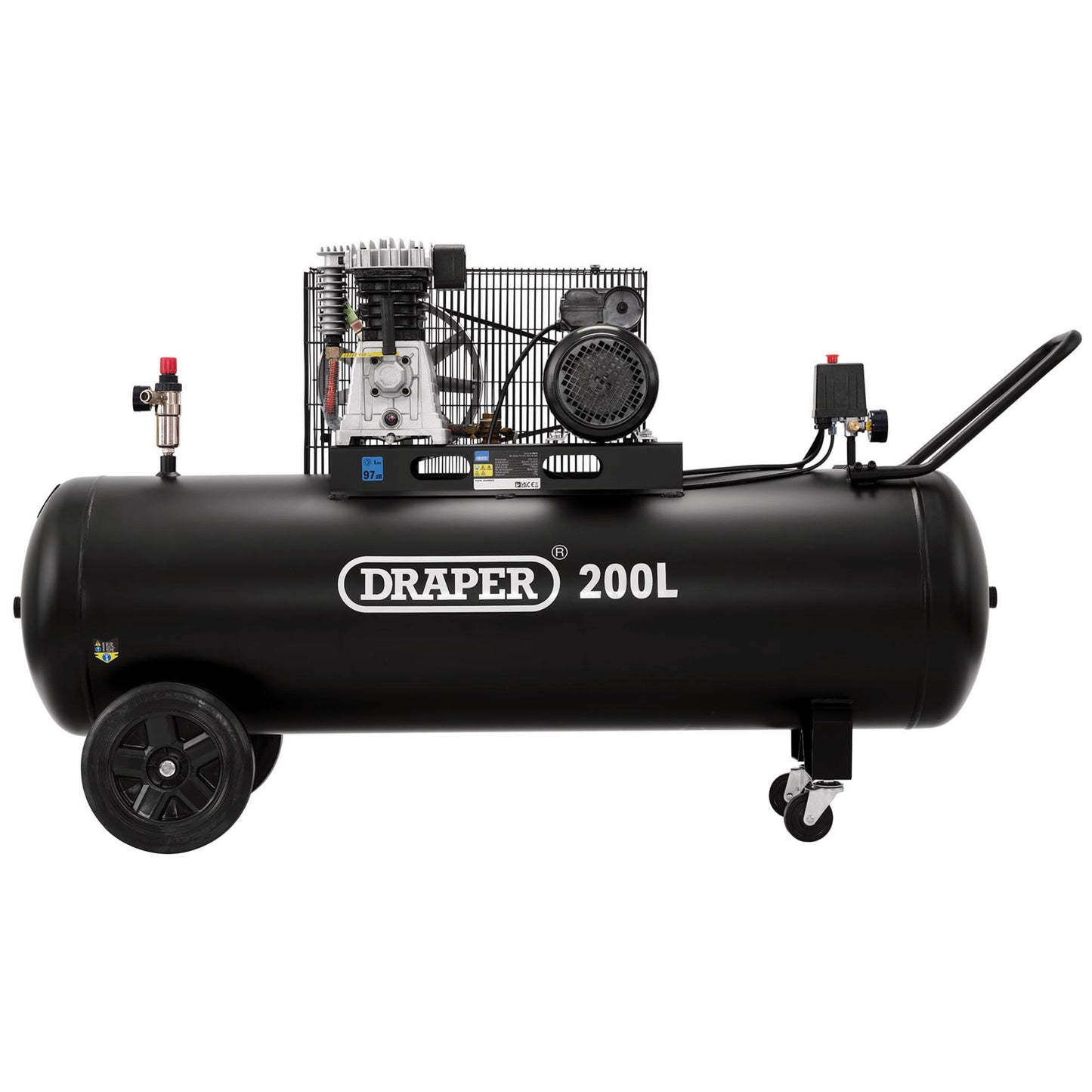 Draper 200L Belt Driven Air Compressor 2.2kW 3hp 230V Displacement 13 cfm 55315
