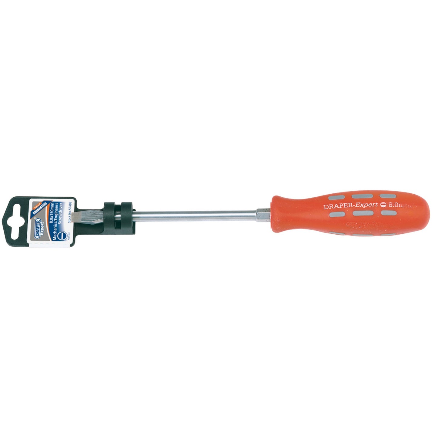 Draper Plain Slot Flared Tip Mechanic's Screwdriver 8 x 150mm Soft Grip 55488