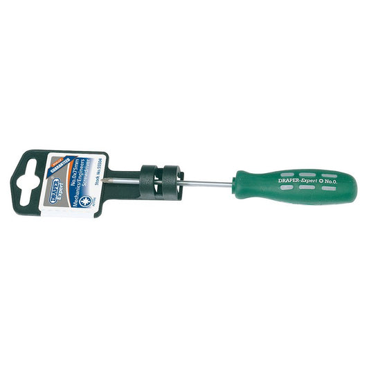 Draper Pozi Drive Mechanic's Screwdriver No.0 x 75mm Soft Grip Handle 55504