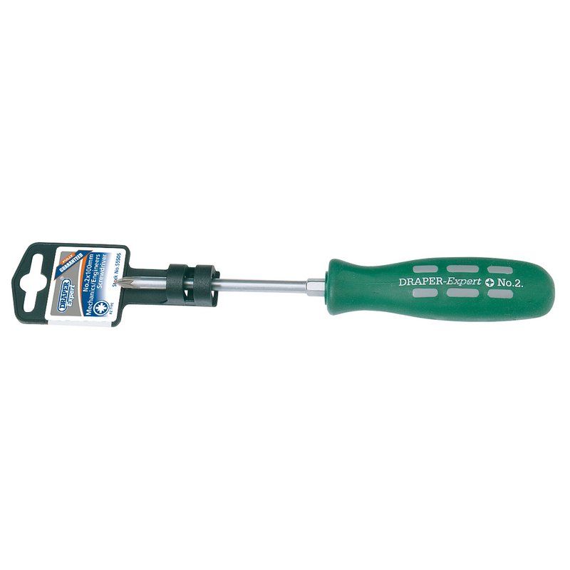 Draper Expert Pozi Mechanic's Screwdriver No.2 x 100mm sand blasted tip 55506