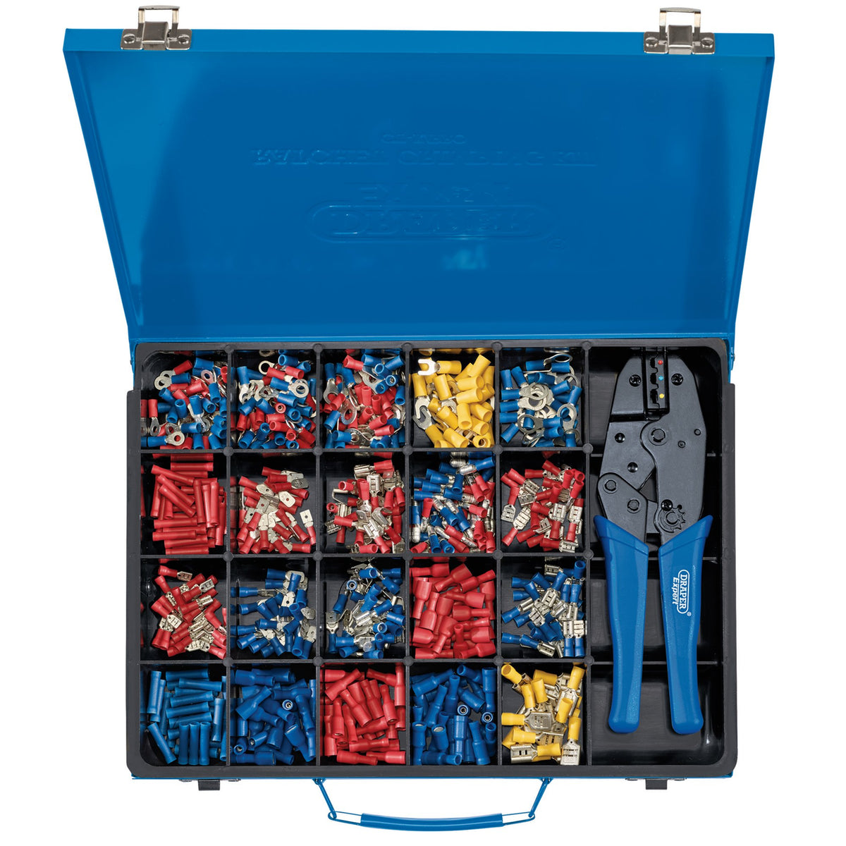 Draper Expert Ratchet Crimping Tool And Terminal Kit 220mm PVC Grips 590pc 56383