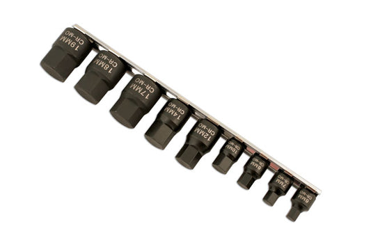 Laser Tools Low Profile Impact Hex Socket Bit Set 1/4"D, 3/8"D 9pc 5665