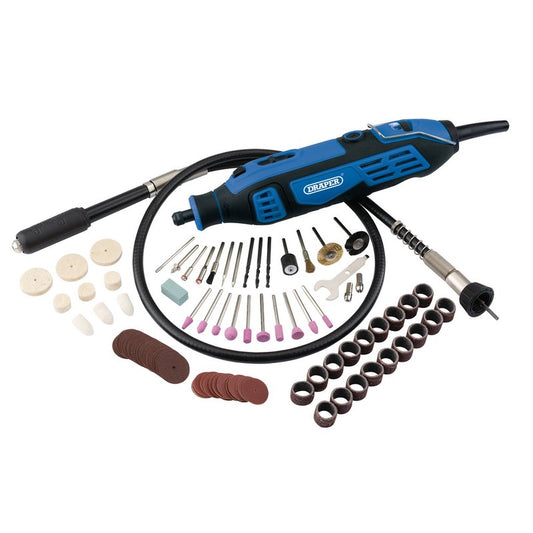 Draper 230V Rotary Multi Tool Kit 180W 111 Piece 3 x Collets 1.8M Cable 58300