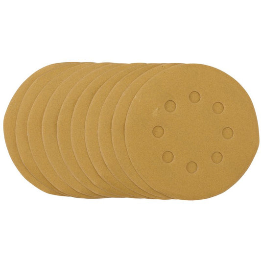 Draper Gold Sanding Discs Hook & Loop 125mm 240 Grit 8 Holes 10 Pack 58340