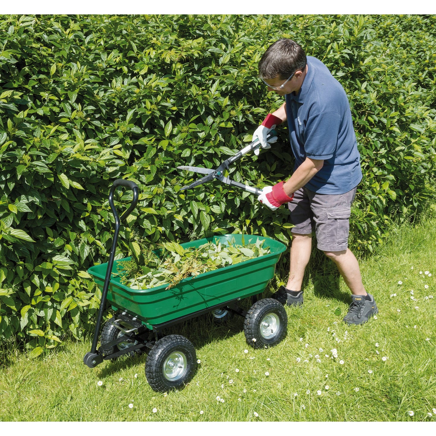 Draper Garden Tipping Trolley Cart 200Kg Steel Chassis Pneumatic Wheels 58553