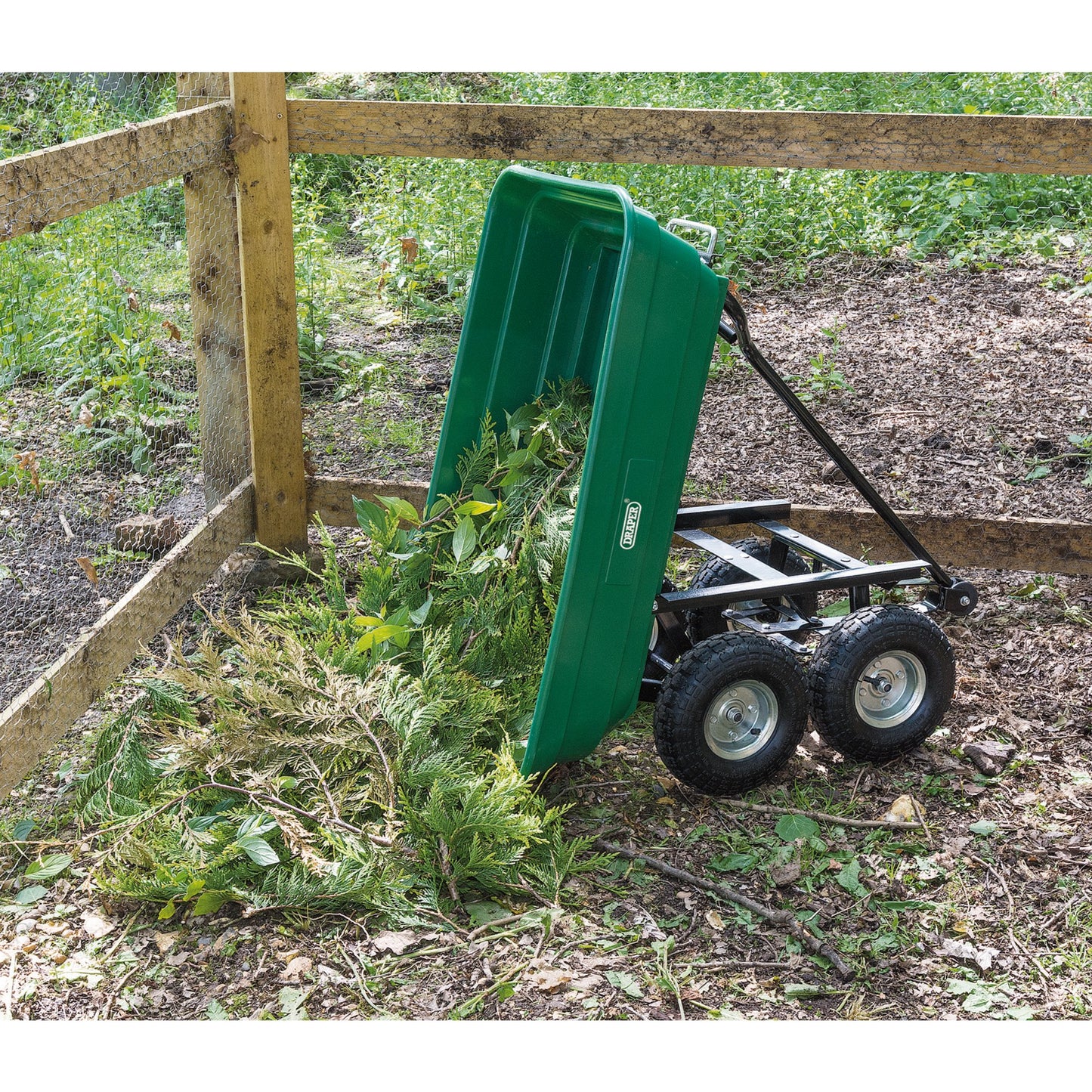 Draper Garden Tipping Trolley Cart 200Kg Steel Chassis Pneumatic Wheels 58553
