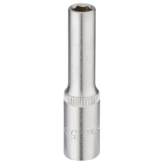 Elora 1/4"D 5.5mm Deep Socket Hexagon Chrome Plated 58724