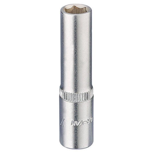 Elora 1/4"D 7mm Deep Socket Hexagon Chrome Plated 58727
