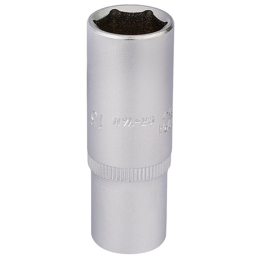 Elora 1/4"D 13mm Deep Socket Hexagon Chrome Plated 58733