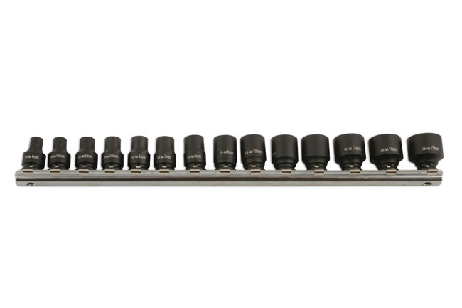 Laser Tools Metric Impact Socket Set 1/4"D 14pc 6 pt Standard Length 5961