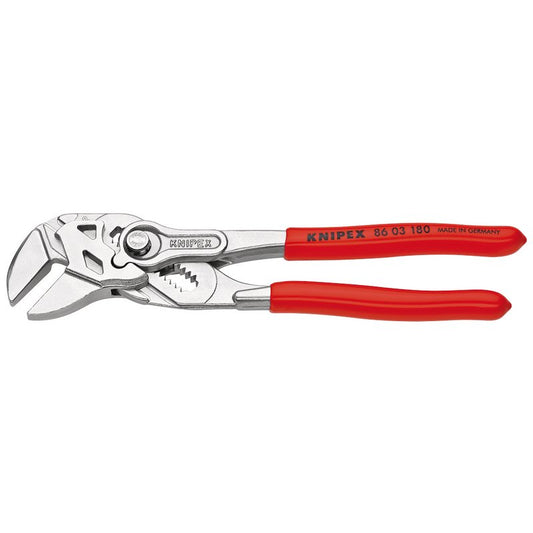 Knipex Pliers Wrench 180mm Cam Action Jaws Plastic Coated Handles 86 03 180SB