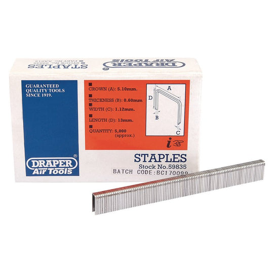 Draper Staples 13mm 5000 For use with air staplers 59835