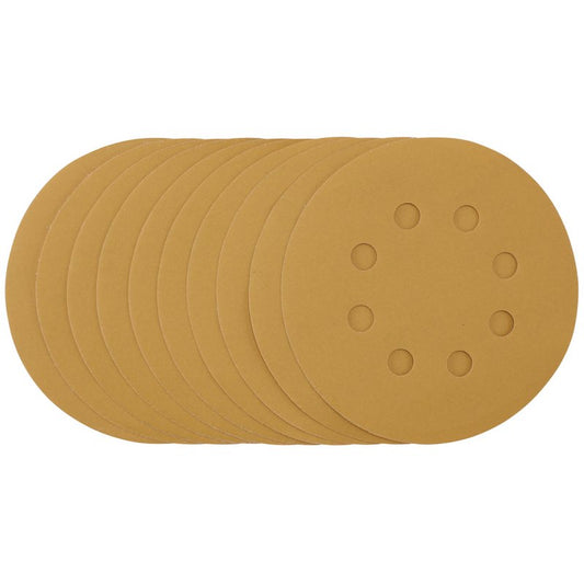 Draper Gold Sanding Discs Hook & Loop 125mm 400 Grit 8 Holes 10 Pack 59856