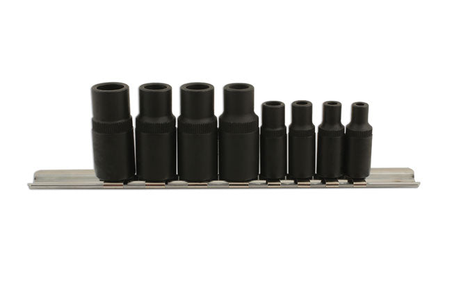 Laser Tools Tap Socket Set 3/8"D 1/4"D 8pc Taps from M1.5 to M14 6058