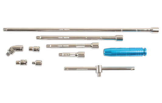 Laser Tools 3/8"D Extension Bar Set 10pc Universal Joint And Sliding T-bar 6081