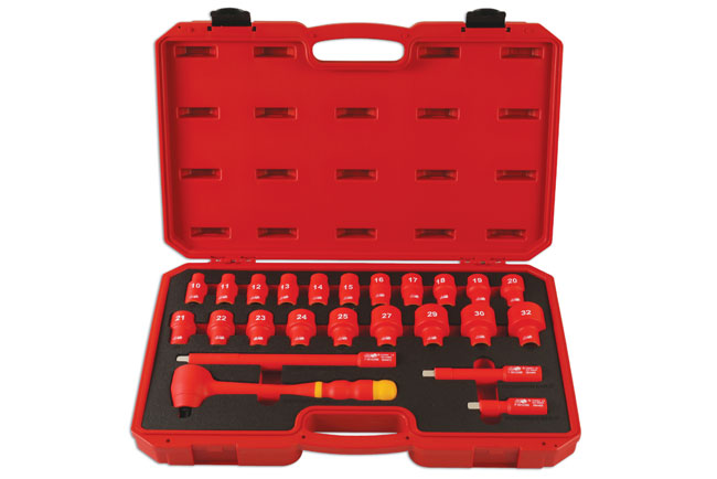 Laser Tools Metric Insulated Socket Set 1/2"D 24pc VDE/GS Approved 6147