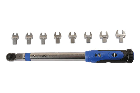 Laser Tools Torque Wrench 1/4"D 9 Plug In Insert Heads 10 to 50Nm 45 teeth 6167