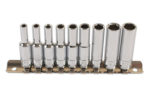 Laser Tools BA Deep Socket Set 1/4"D 6 Sided Length 50mm 9pc 6196