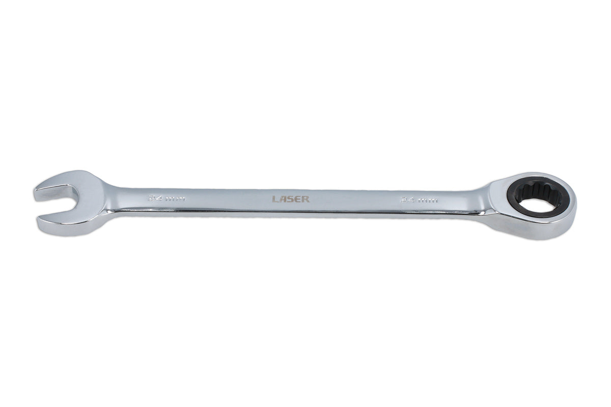 Laser Tools 24mm Ratchet Ring Combination Spanner 12 Point 72 Teeth Chrome 62658