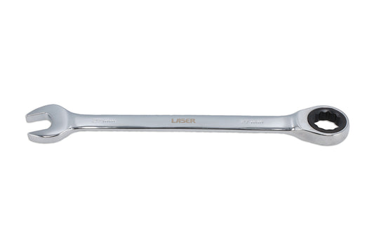 Laser Tools 27mm Ratchet Ring Combination Spanner 12 Point 72 Teeth Chrome 62659