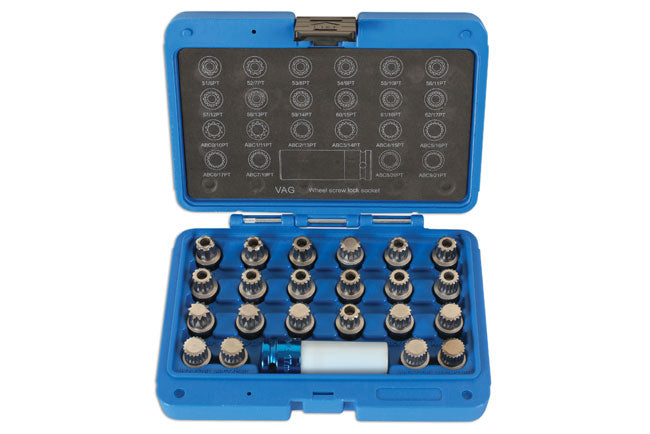 Laser Tools Locking Wheel Nut Key Set 23pc - for VAG 6275