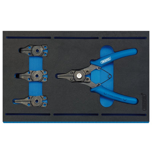 Draper Interchangeable Circlip Plier Set in 1/4 Drawer EVA Tray 5 Pc 63196