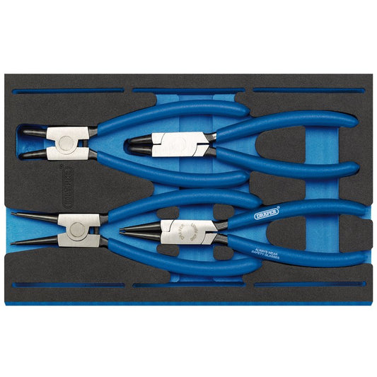 Draper Circlip Plier Set Cushion Grip in 1/4 Drawer EVA Insert Tray 4 Pc 63218