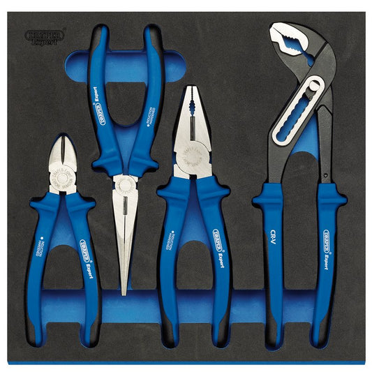 Draper Heavy Duty Plier Set in 1/2 Drawer EVA Insert Tray 4 Piece 63263