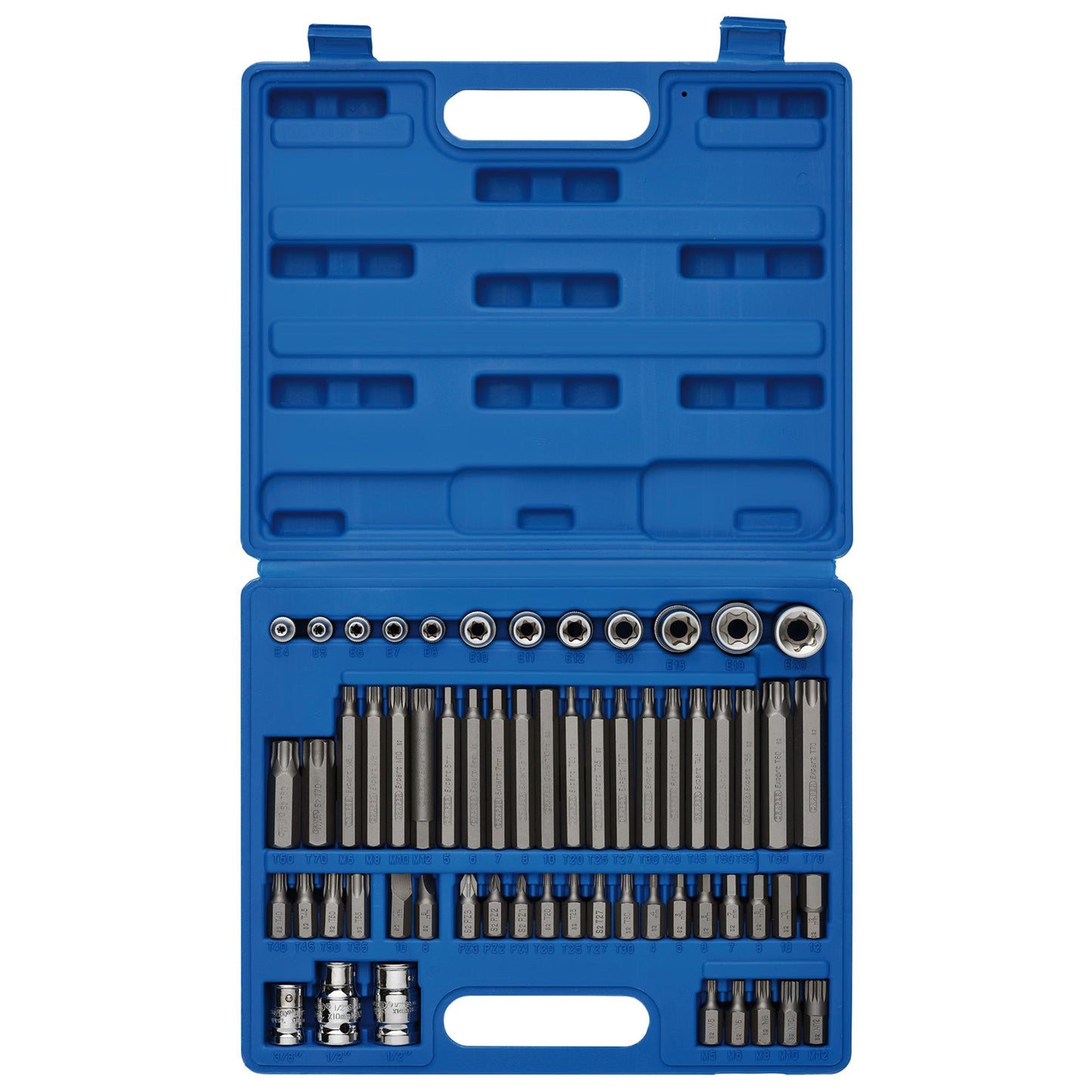 Draper S2 Mechanic's Socket and Bit Set 3/8 1/2"D 61 pc Torx Hex Ribe PZ 63376