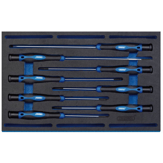 Draper Extra Long Precision Screwdriver Set in 1/4 Drawer EVA Tray 8 Piece 63399