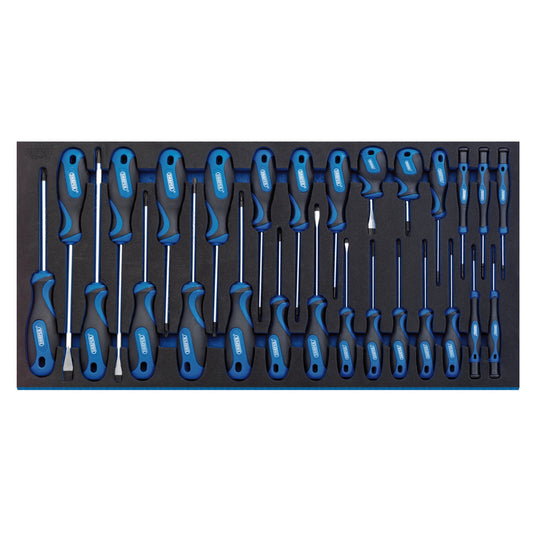 Draper Soft Grip Screwdriver Set in Full Drawer EVA Insert Tray 27 Piece 63406