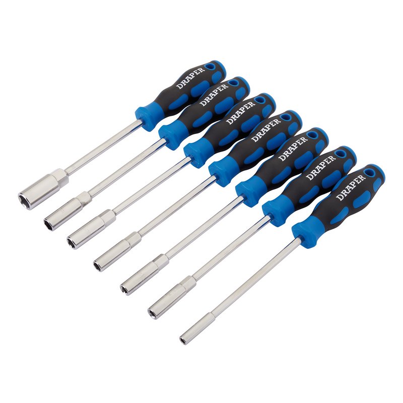 Draper Soft Grip Nut Spinner Set 7 Piece Hardened Tempered Satin Chrome 63510