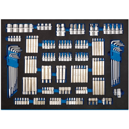 Draper Bit Set in Full Plus Drawer EVA Insert Tray 167pc Torx And Hex 63516