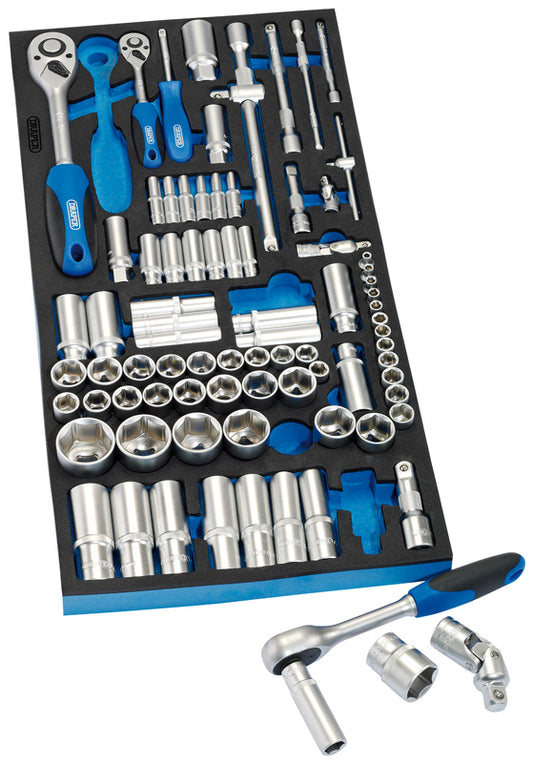 Draper Socket Set in Full Drawer EVA Insert Tray 1/4" 3/8" and 1/2" 84 pc 63540