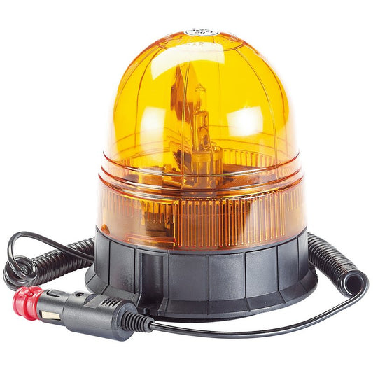 Draper 12/24V Magnetic Base Rotating Beacon Coiled Cable Amber Lens 63878