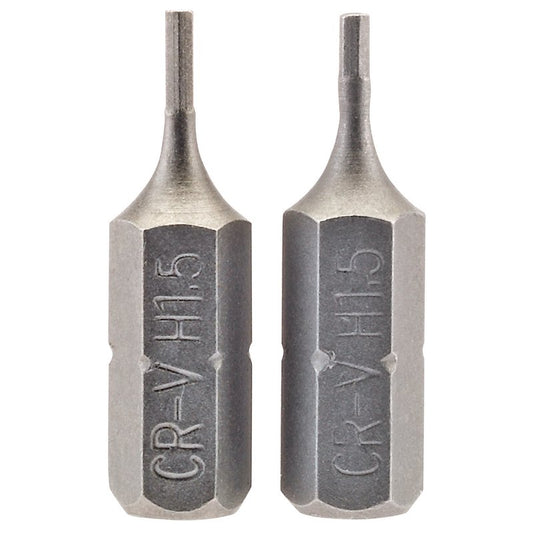Draper Hexagonal Screwdriver Bit 1.5mm 1/4" Hex 25mm Long (Pack of 2) 63944