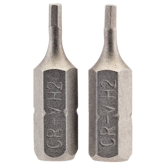 Draper Hexagonal Screwdriver Bit 2mm 1/4" Hex 25mm Long (Pack of 2) 63945