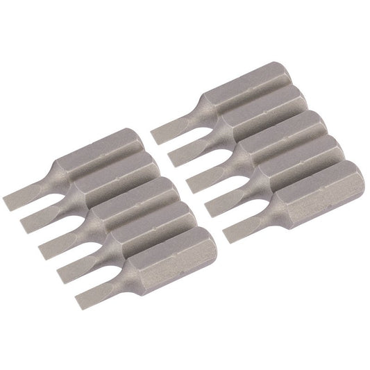 Draper Plain Slot Screwdriver Bit 3mm 1/4" Hex 25mm Long (Pack of 10) 64024
