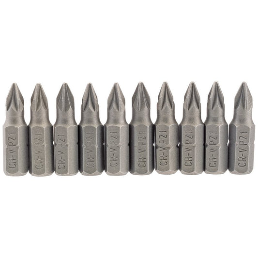 Draper No.1PZ Screwdriver Bit 1/4" Hex 25mm Long (Pack of 10) 64047