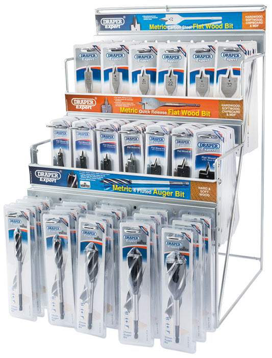Draper Assorted Metric Auger and Flat Wood Bit Merchandiser 123 Piece 64050