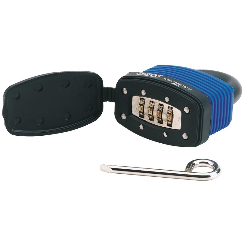 Draper 48mm Resettable 4 Number Combination Laminated Steel Padlock Bumper 64175
