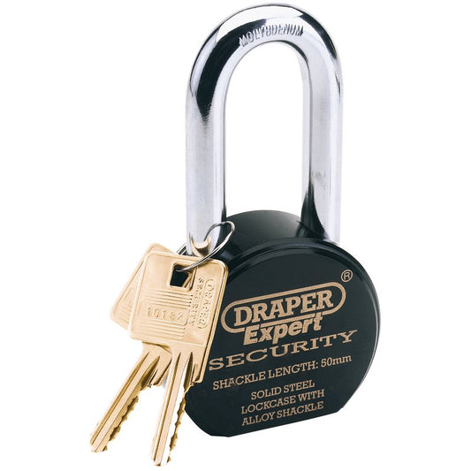Draper 63 x 50mm Heavy Duty Stainless Steel Padlock and 2 Keys 64207