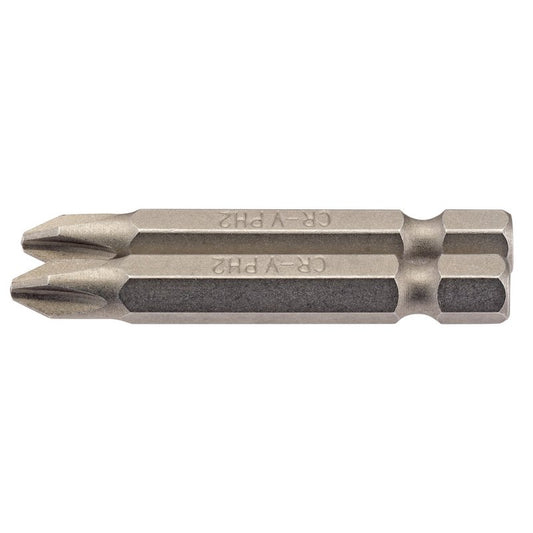 Draper No.2 Cross Slot Screwdriver Bit 1/4" Hex 50mm Long (Pack of 2) 64237