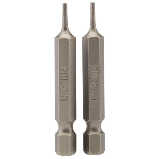 Draper Hexagonal Screwdriver Bit 1.5mm 1/4" Hex 50mm Long (Pack of 2) 64243