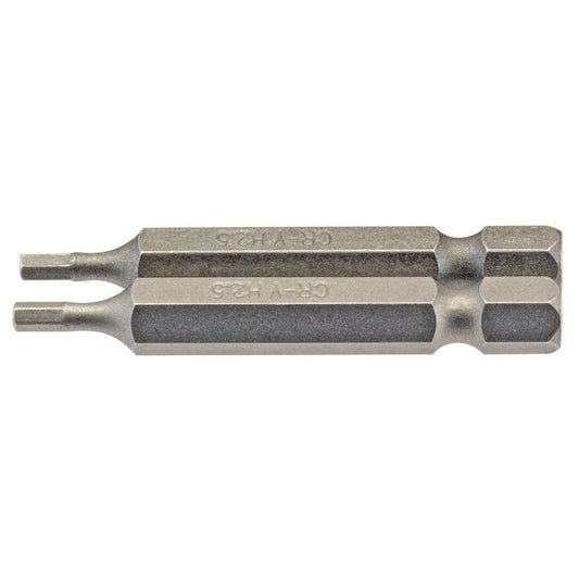 Draper Hexagonal Screwdriver Bit 2.5mm 1/4" Hex 50mm Long (Pack of 2) 64246