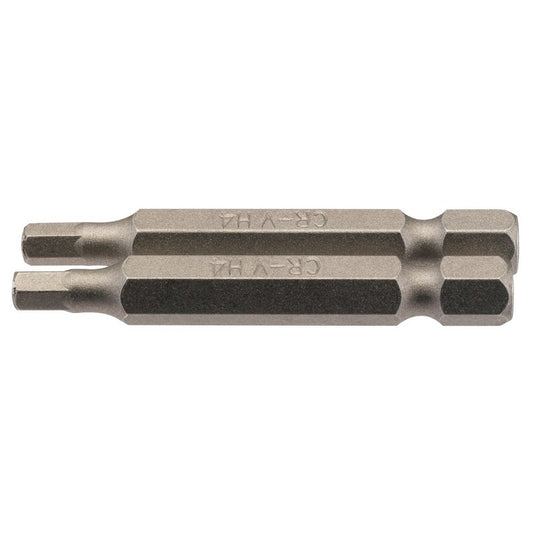 Draper Hexagonal Screwdriver Bit 4mm 1/4" Hex 50mm Long (Pack of 2) 64254