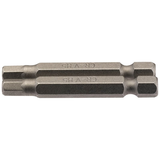 Draper Hexagonal Screwdriver Bit 5mm 1/4" Hex 50mm Long (Pack of 2) 64255