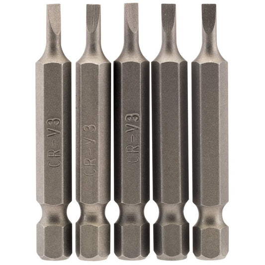 Draper Plain Slot Screwdriver Bit 3mm 1/4" Hex 50mm Long (Pack of 5) 64267