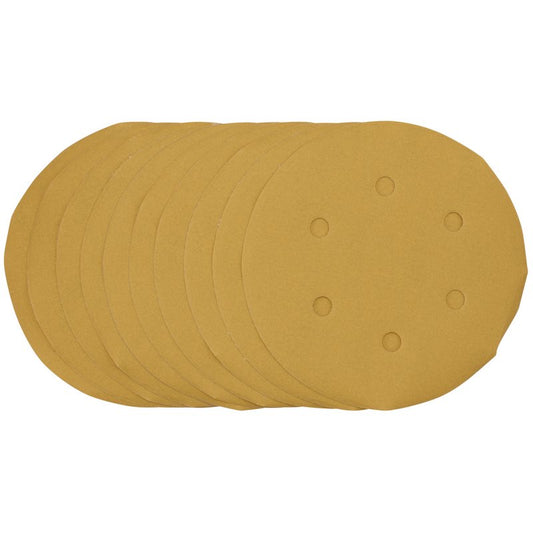 Draper Gold Sanding Discs Hook & Loop 150mm 400 Grit 6 Holes 10 Pack 64282