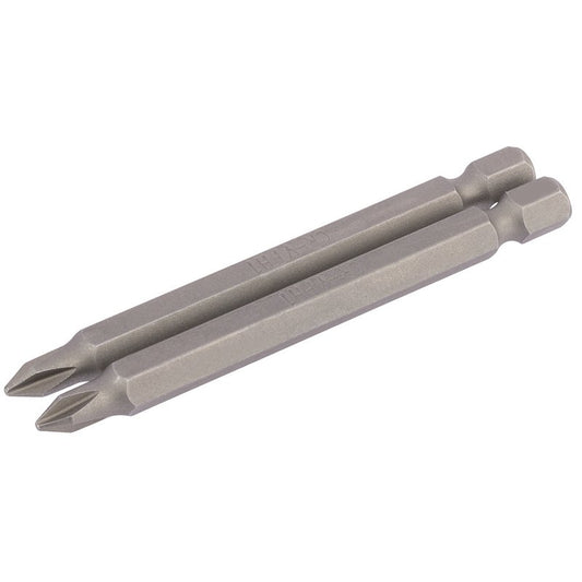 Draper No.1 Cross Slot Screwdriver Bit 1/4" Hex 75mm Long (Pack of 2) 64314